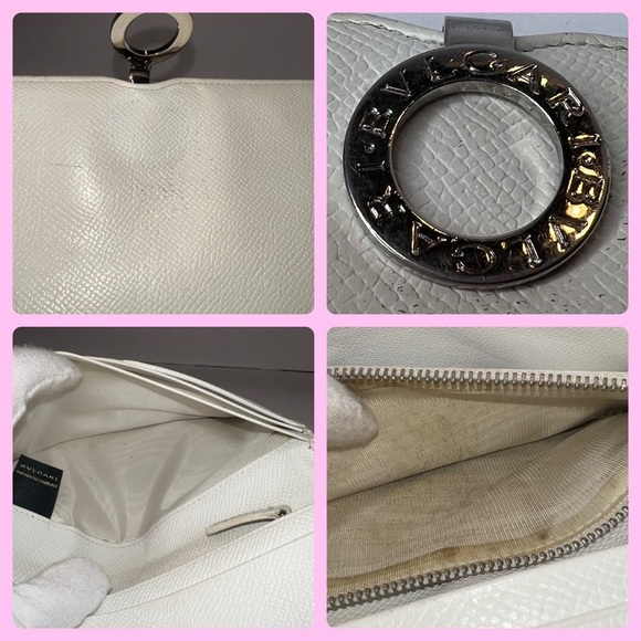 💜BVLGARI BVLGARI Nappa LEATHER Bifold Long WHITE Silver Clip Accent WALLET💜 - Picture 10 of 16